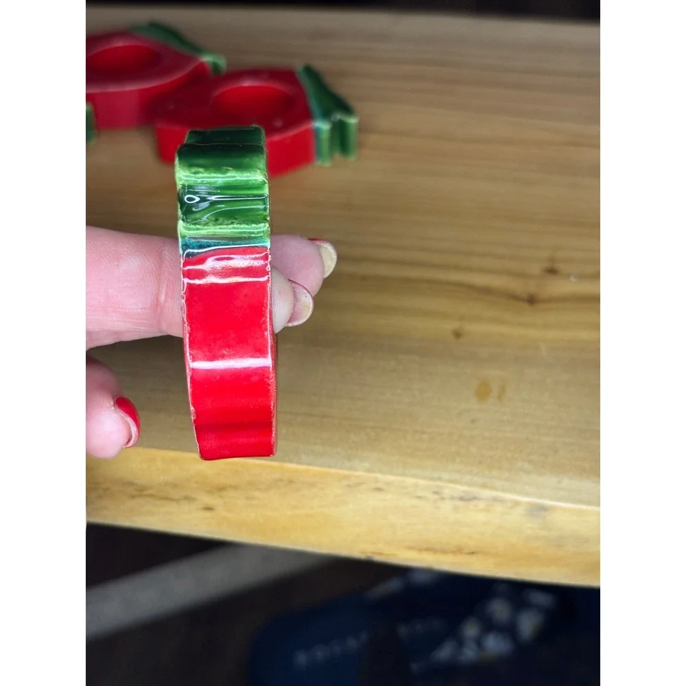 Vintage Ceramic Strawberry Napkin Rings Red Green Fruit Table Decor Set of 4